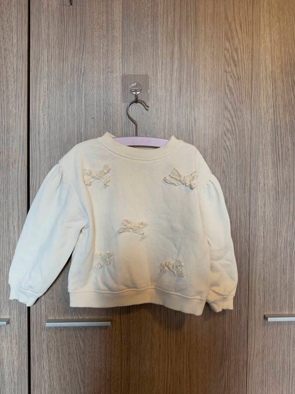 h&m - creme trui met strikjes - maat 98/ 104