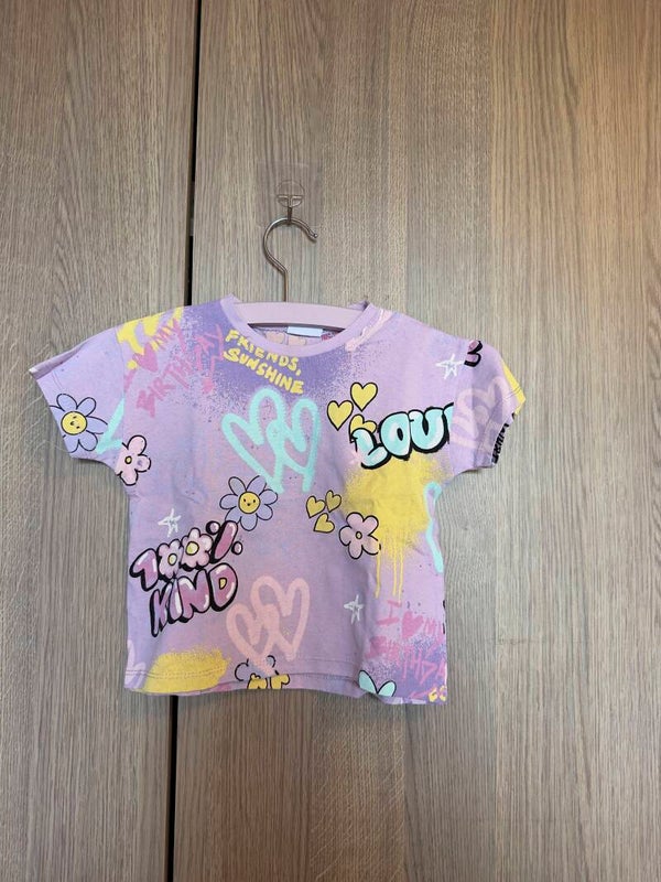 zara - lila bedrukte shirt - maat 92