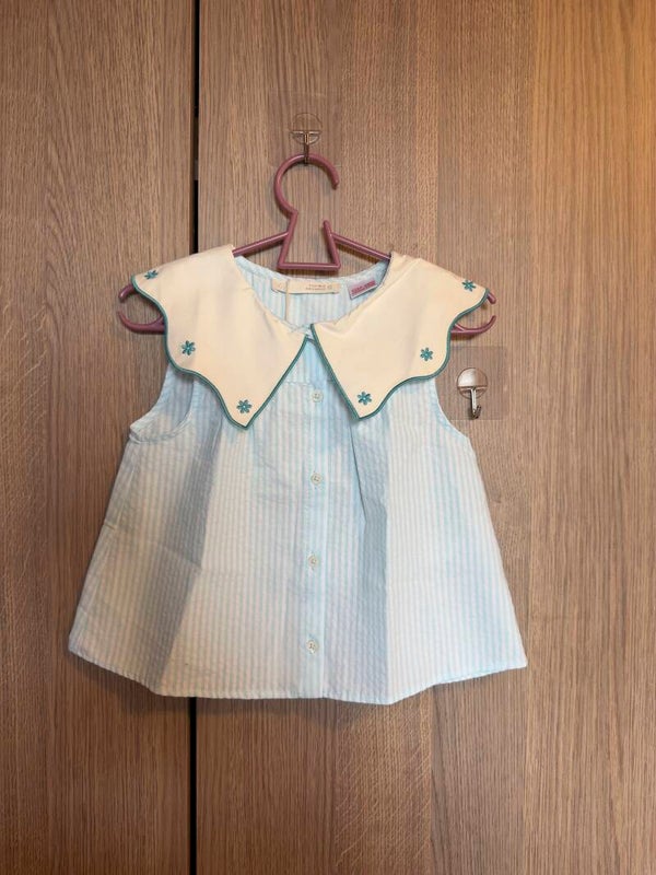 zara - wit/blauw gestreepte blouse - maat 98