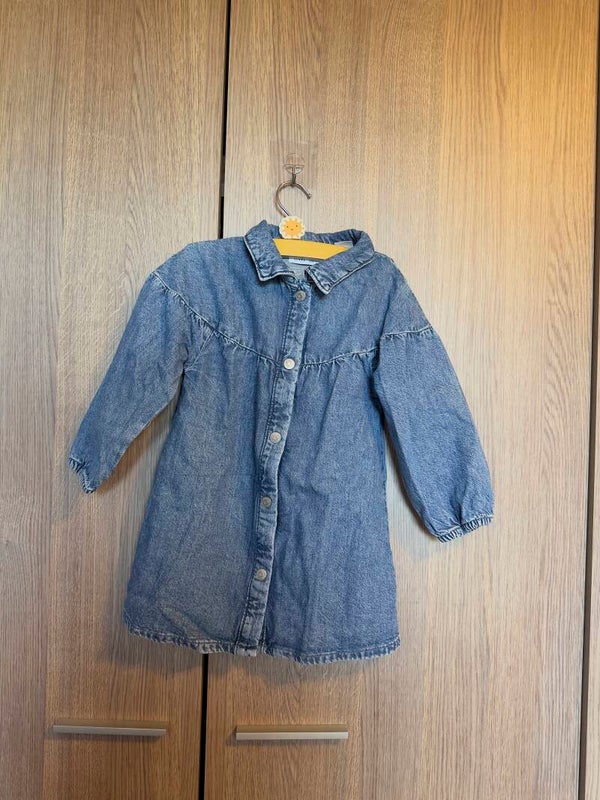 zara - jeansjurk met bloemen - maat 98