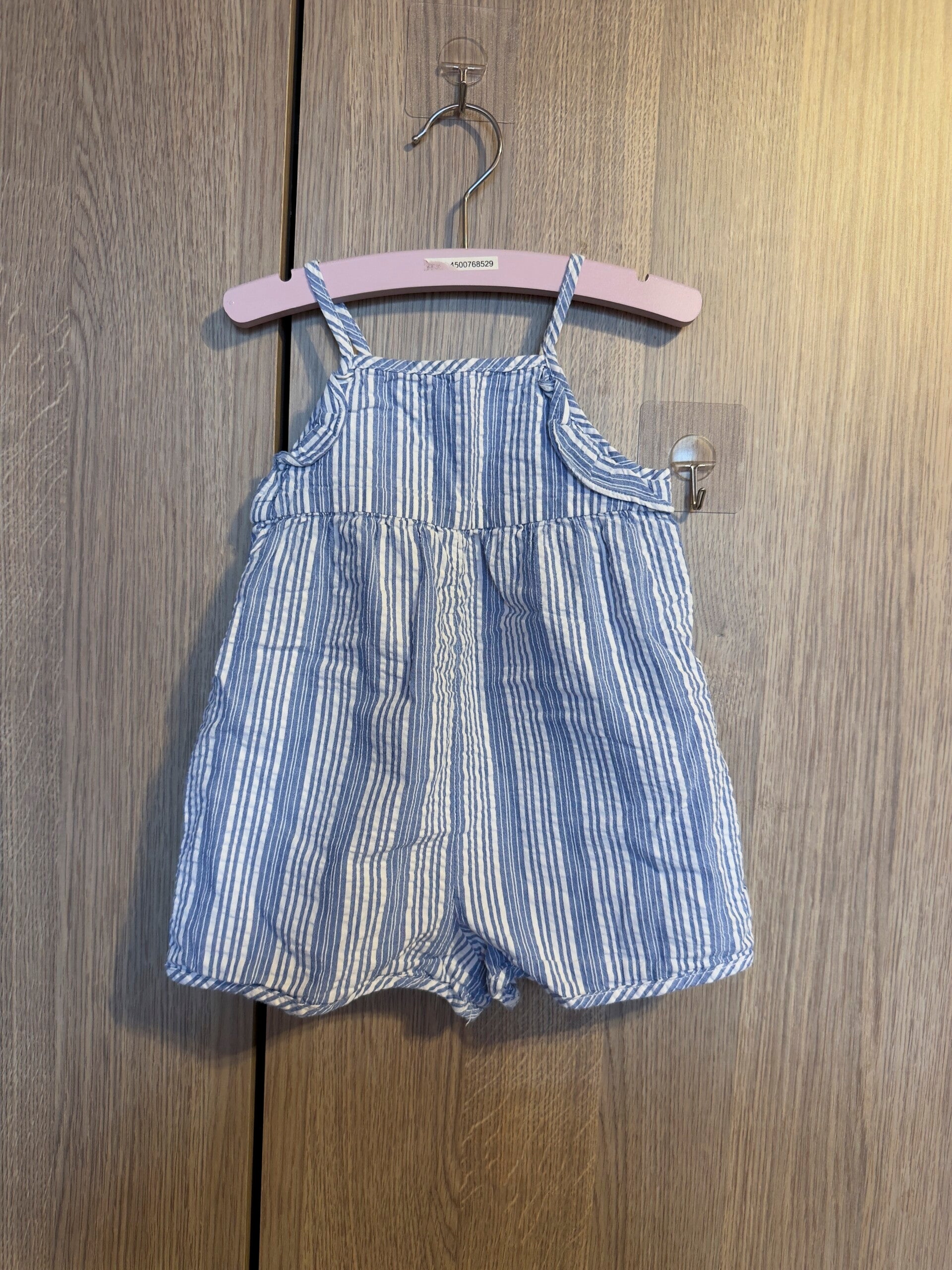 zara - wit blauw gestreepte jumpsuit - maat 86
