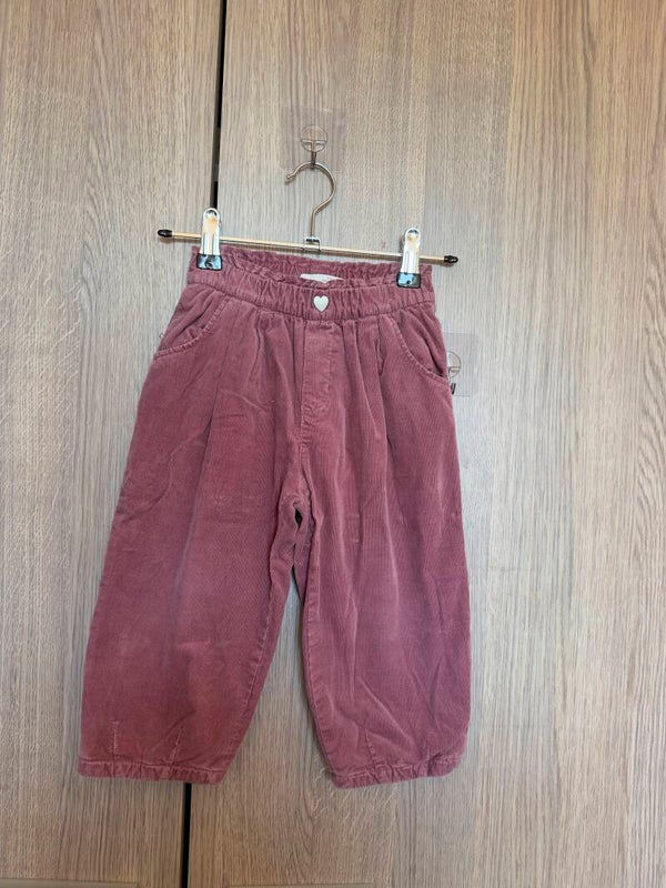zara - oudroze velours broek - maat 92