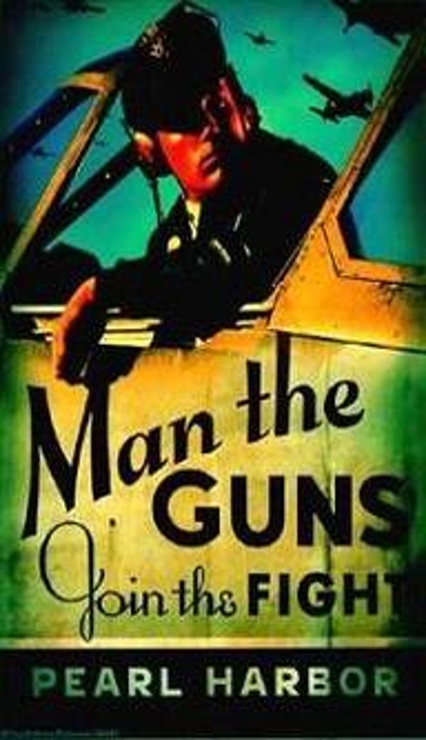 Pearl Harbor Magnet "Man the Guns"