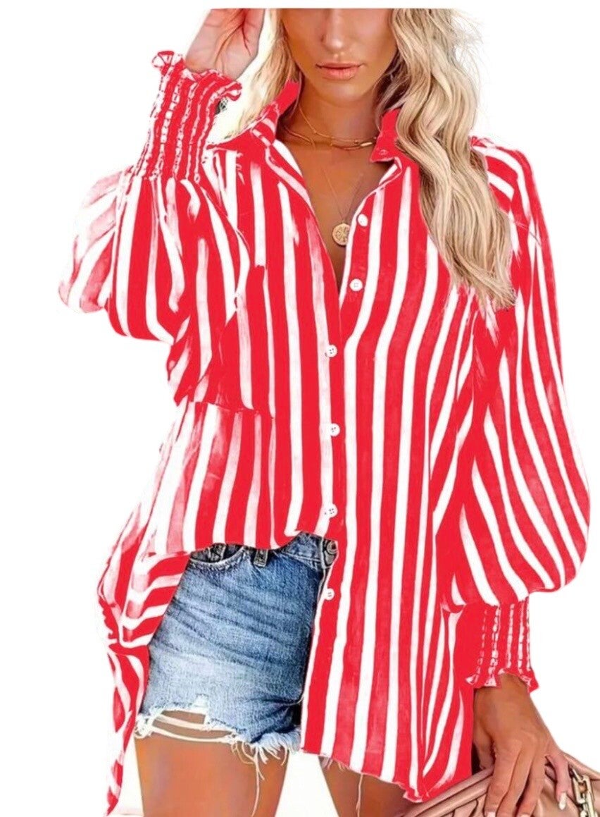 Women's Black and White Lightweight Casual Blouse | His & Her’s ...