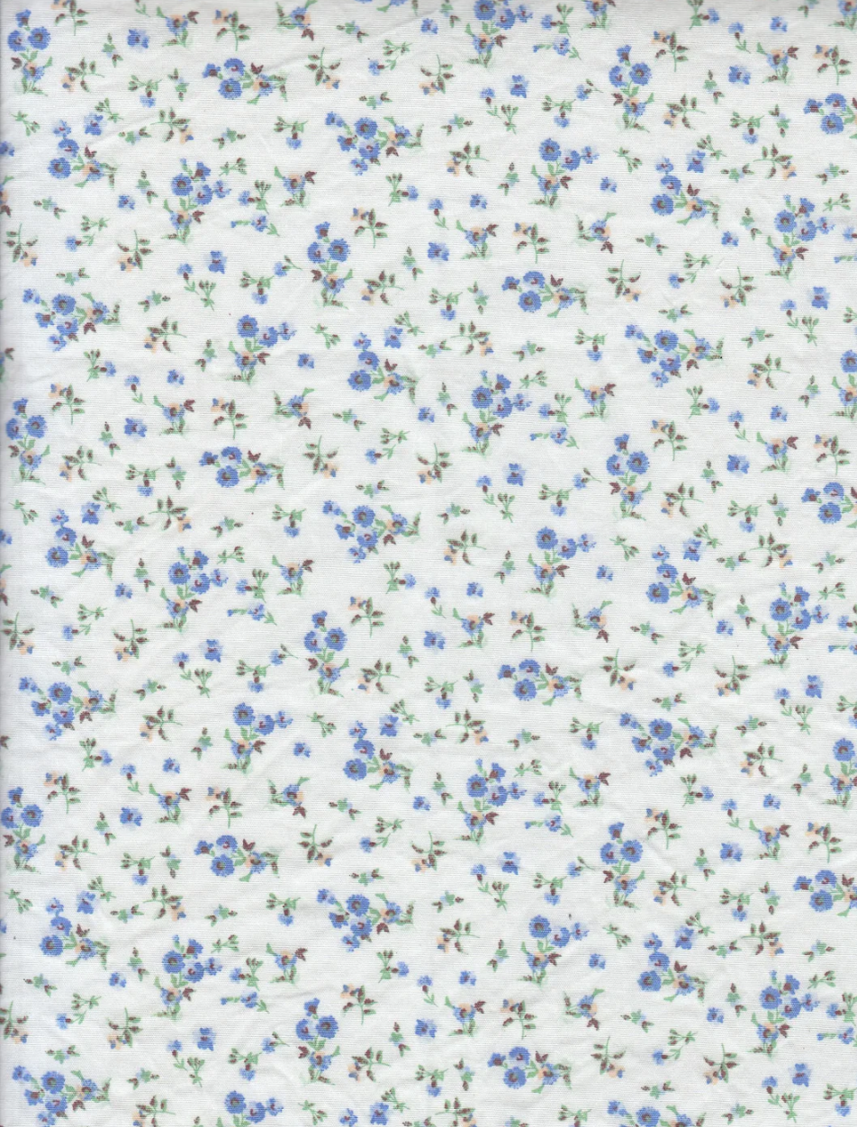White with blue Floral Print