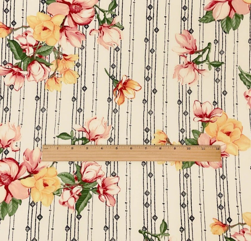 Off White Floral Jersey Knit