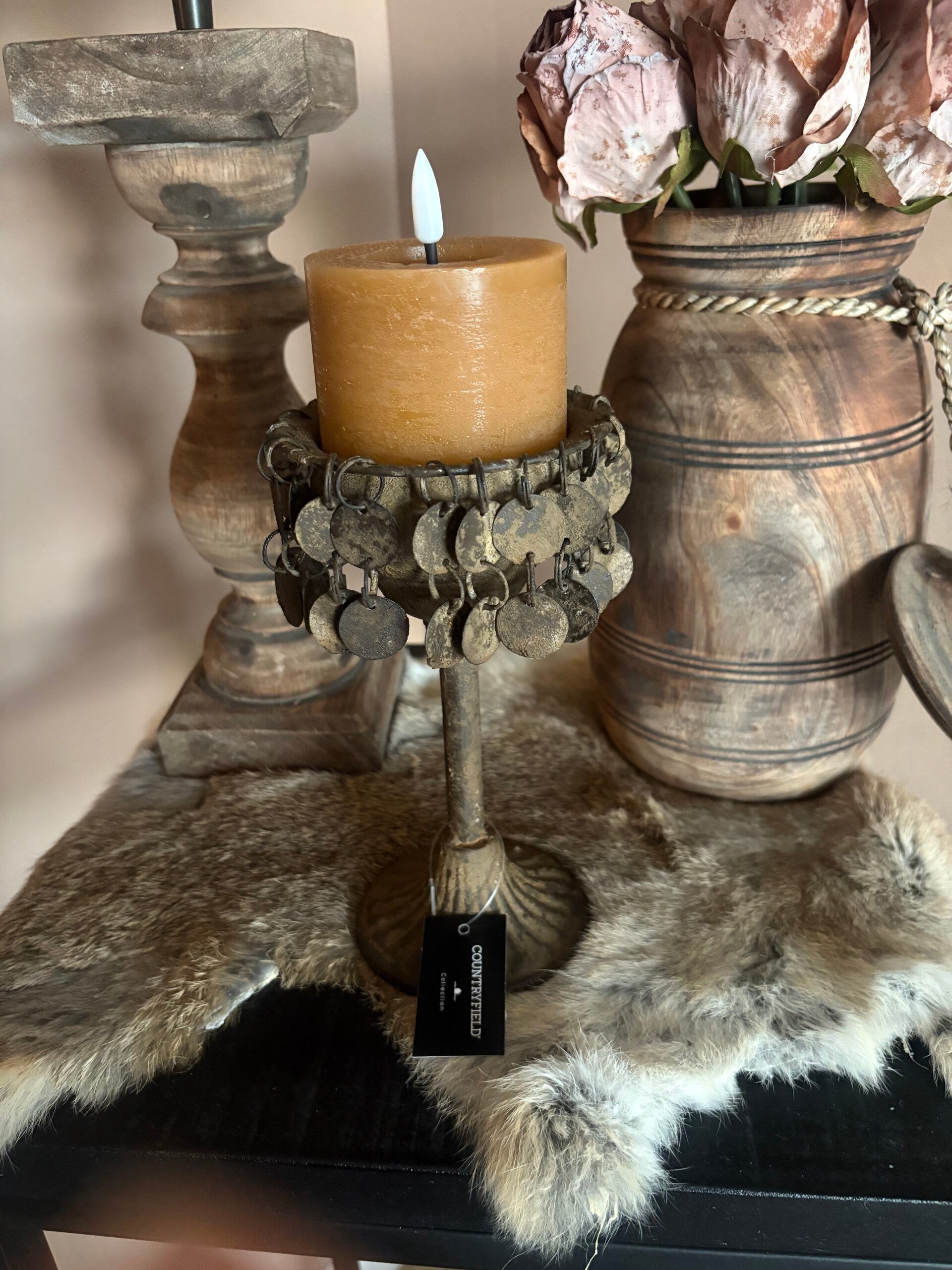 Kaarsenhouder met muntjes (Countryfield)