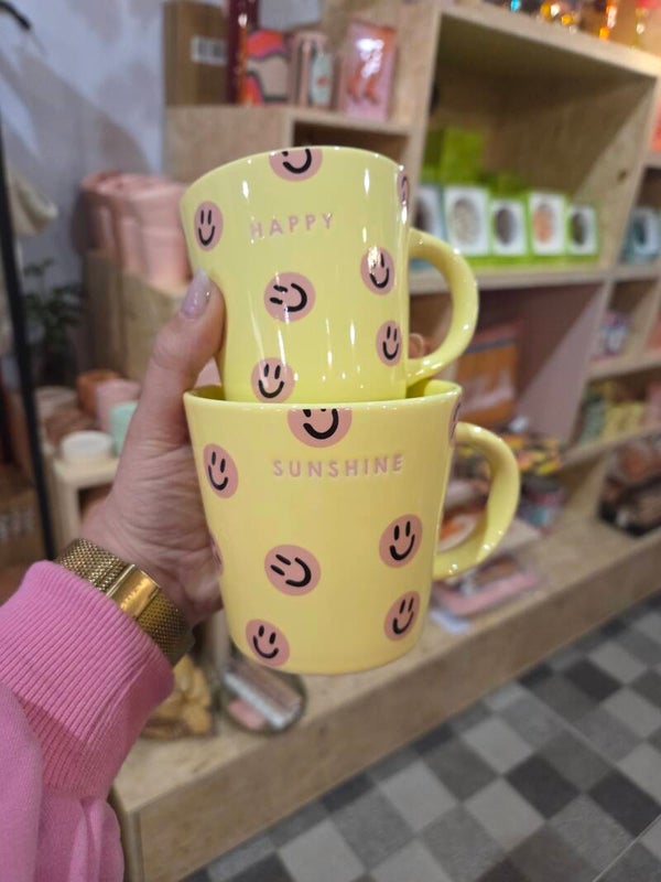 Vondels mok smiley geel