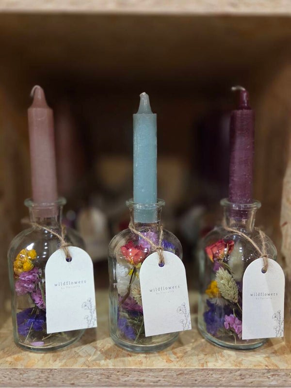 Kandelaar Droogbloem met kaars