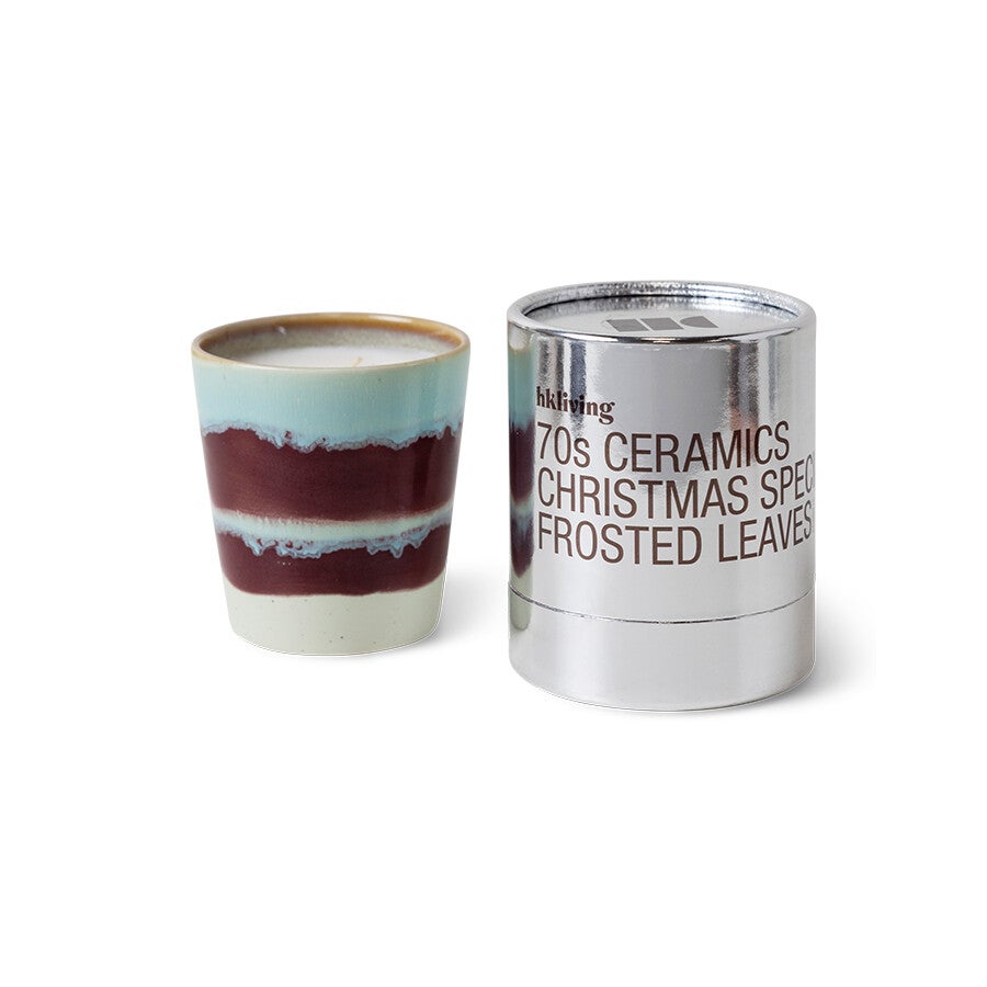 HKliving 70s ceramics Christmas special candle frosted leaves