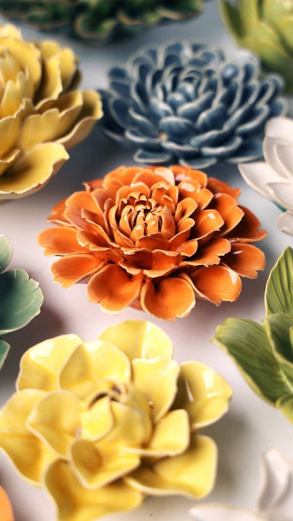 Bloem keramiek Orange mum