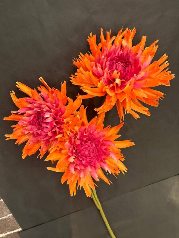 Zijdenbloem chrysant roze/oranje