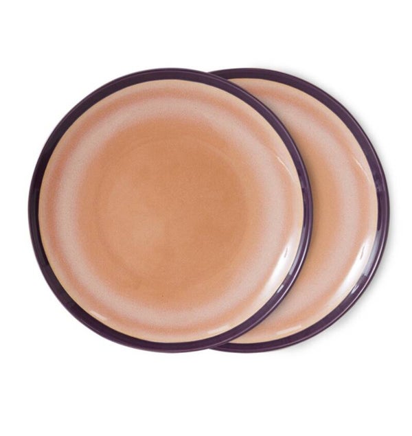 HKliving 70s ceramics dinner plates bedrock, set van 2