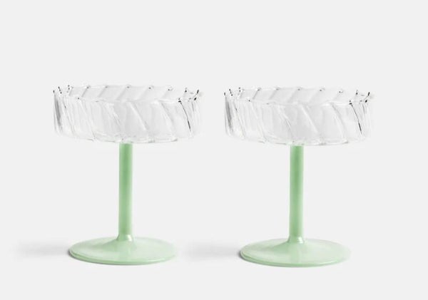 Cocktailglazen &Klevering groene voet