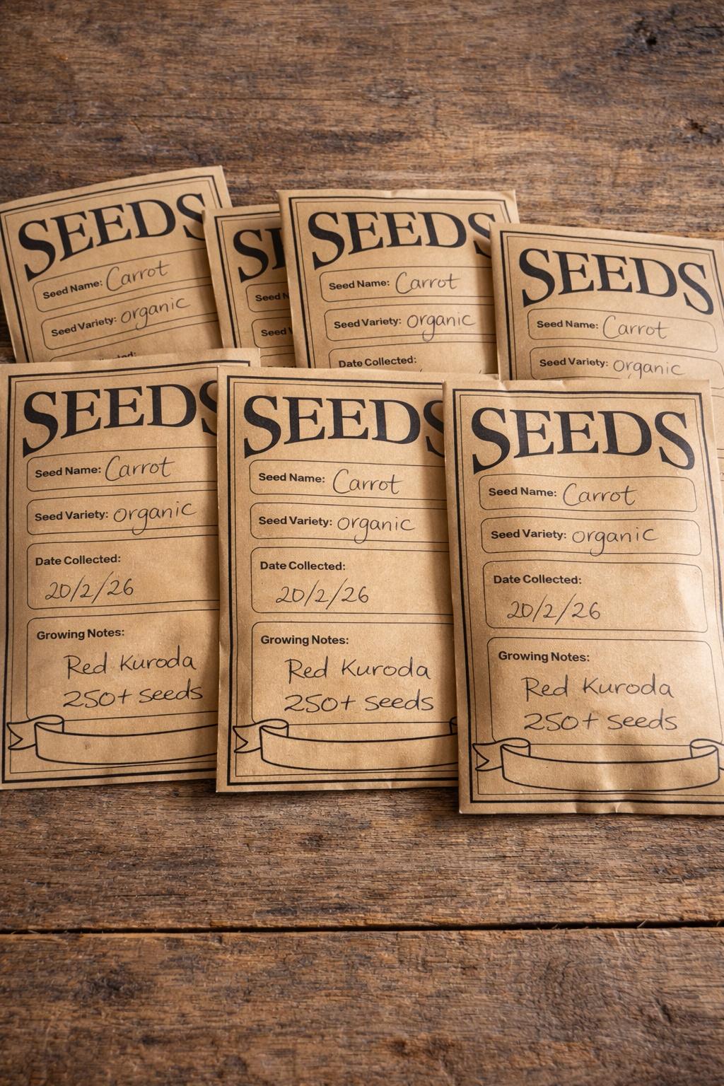 Carrot seeds x250 red kuroda organic vegetables