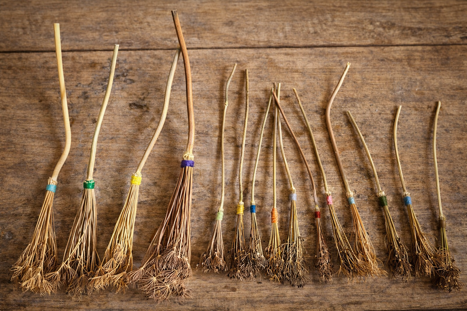 Mini broom flower head and cotton lucky besom abundance cleansing