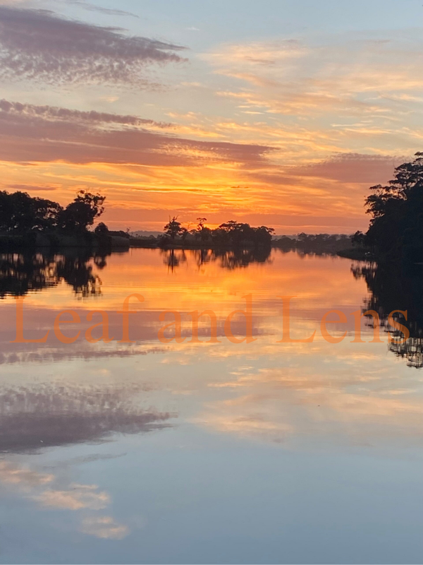 Sunset on the snowy river digital image scenic wall art nature