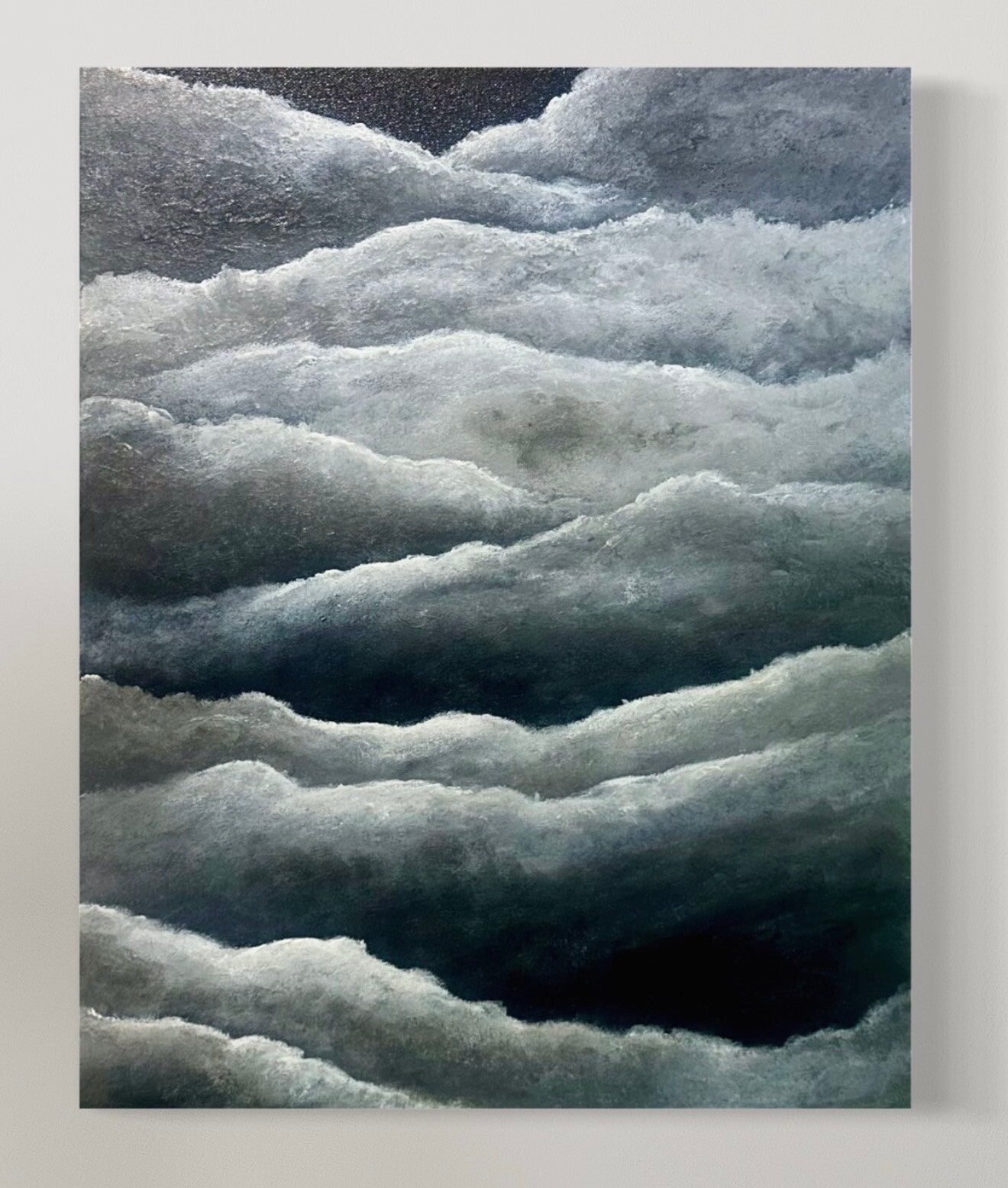 Black and white clouds acrylic on canvas 40x50cm