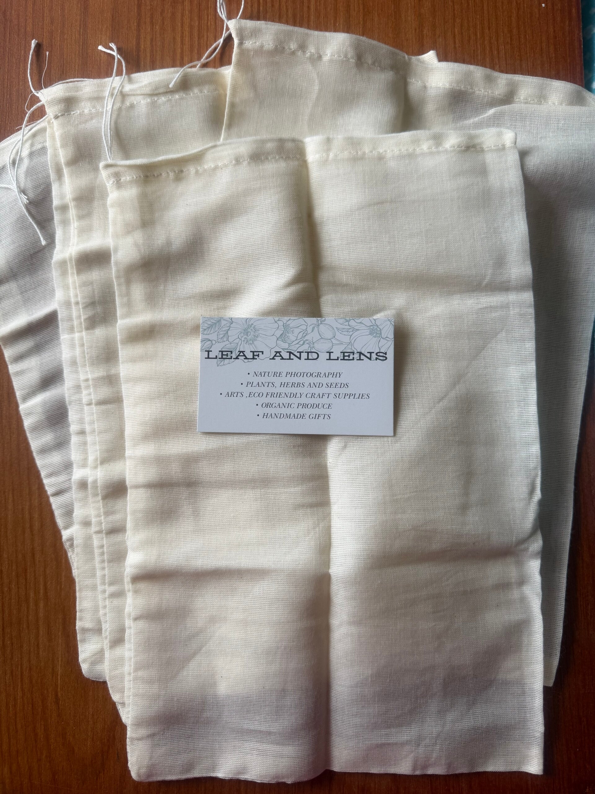 Muslin cheesecloth drawstring straining bag herbs teas tinctures oils