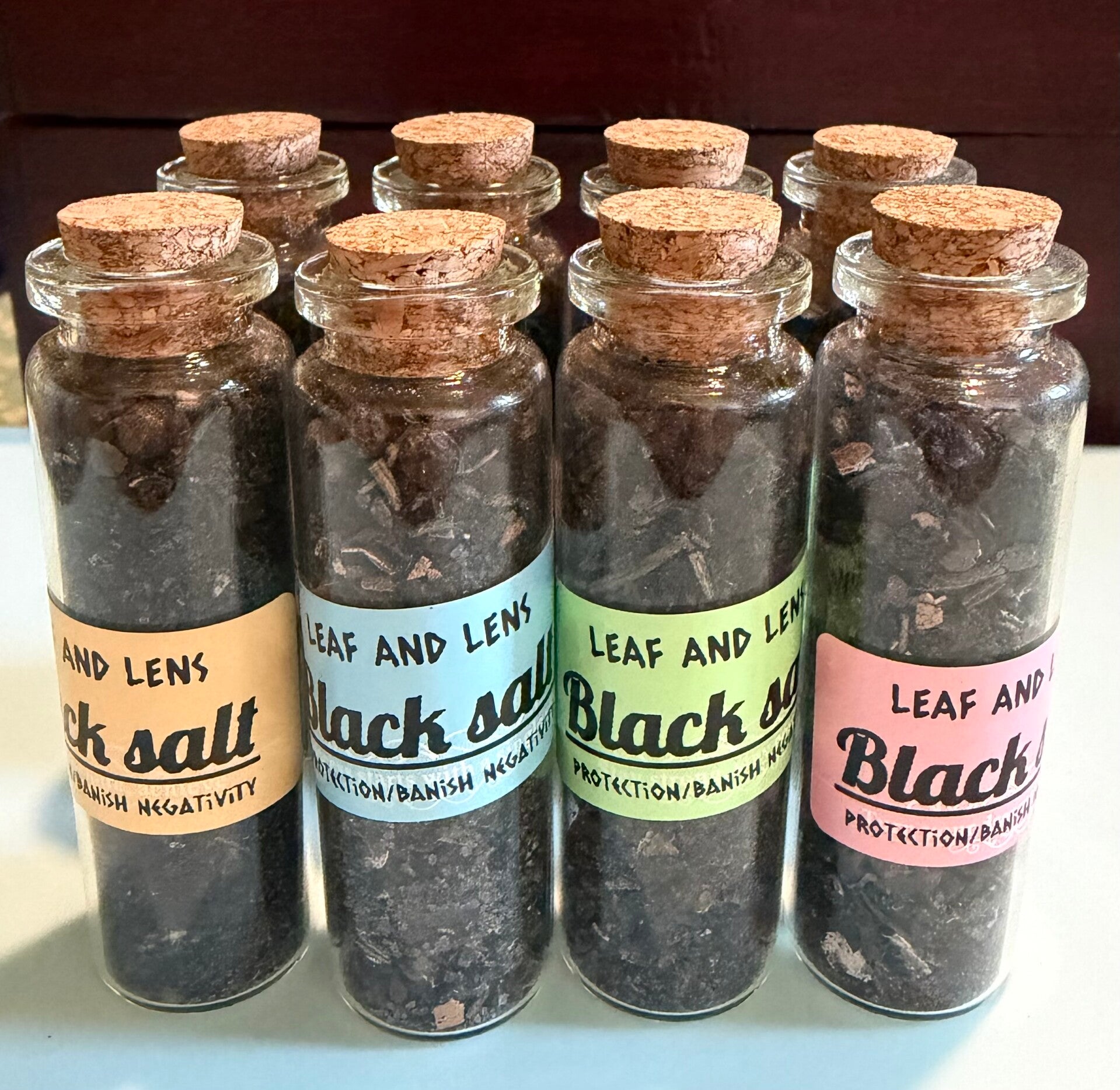 Witches Black salt glass vile protection banish negativity powerful