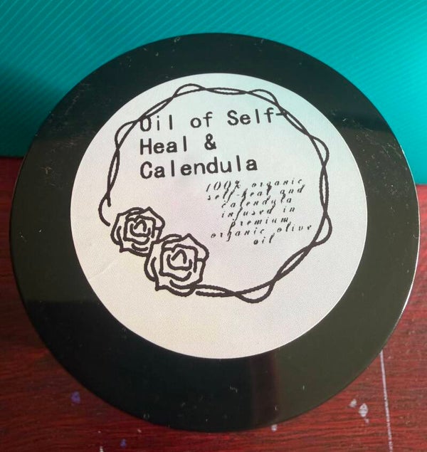 Organic oil of self heal and calendula cold infused anti bacterial medicinal healing