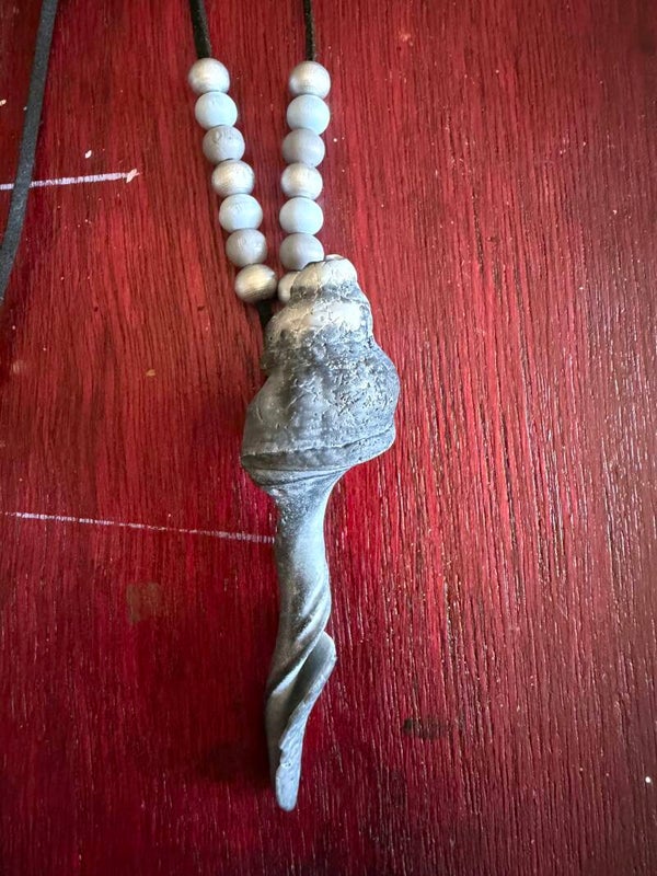 Handmade spiral shell necklace wooden beads natural boho beach