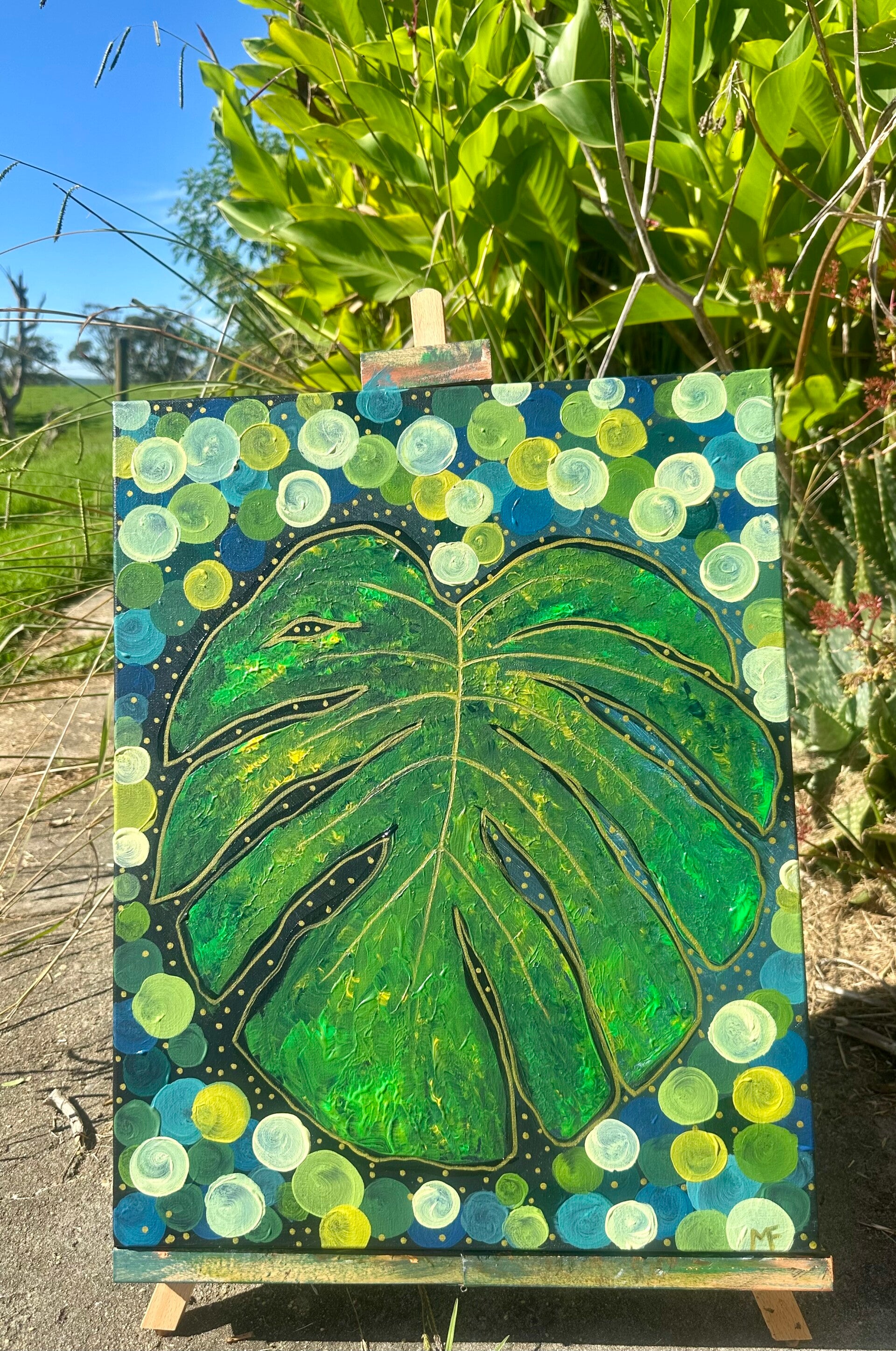 Monstera deliciosa Printed leaf handpainted canvas wall art 40x50