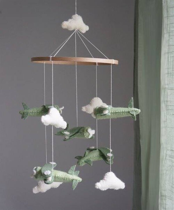 Gamcha - Baby Mobile - Vliegtuigen Groen