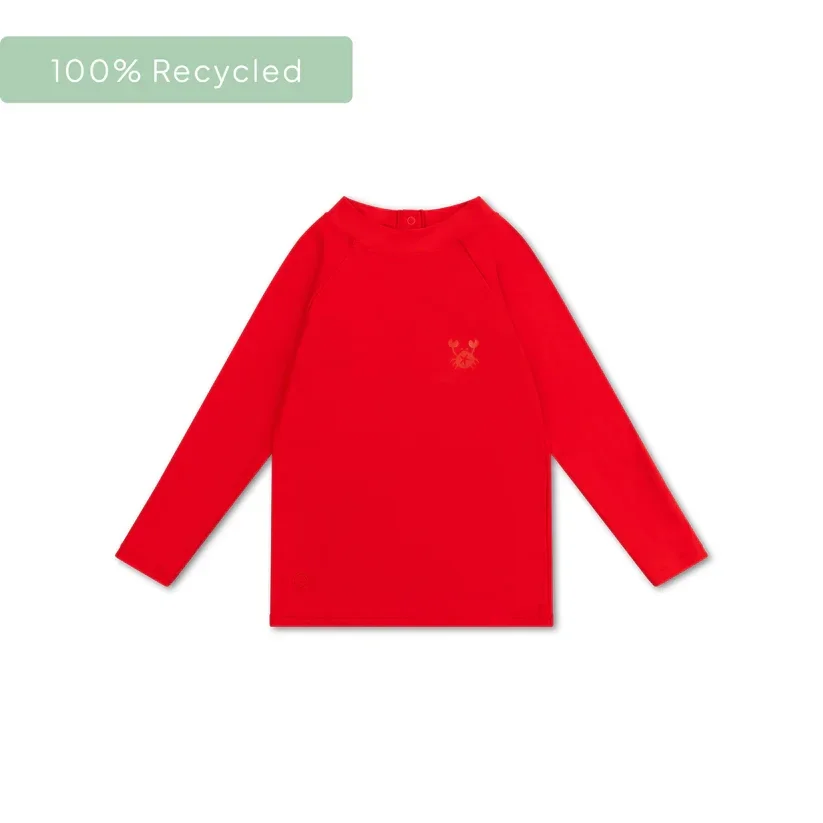 Swim Essentials - Oh Crab | Beige/Rood UV Zwemshirt met lange mouwen