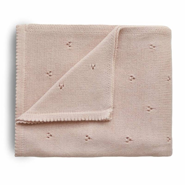 Mushie Knit Deken 80x100cm | Pointelle Blush