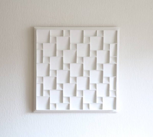 Original abstract white medium size 3d painting  AJArt