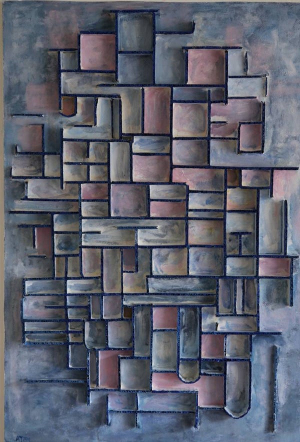 Abstract 3d blue/ pink painting AJArt