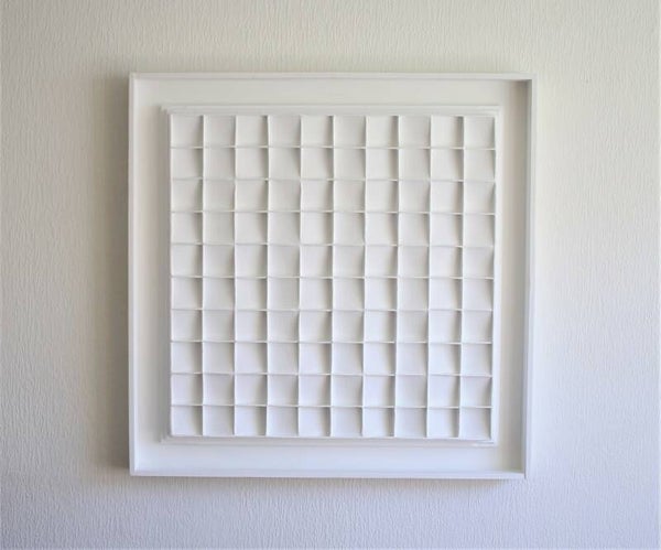 Original Abstract Framed White XL Painting AJArt  M52