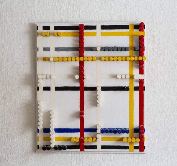 Mondrian red yellow blue in corks- ajart.nl - AJArt  M5