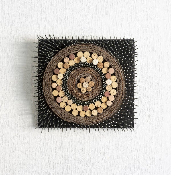 Small abstract painting with spikes and corks AJArt
