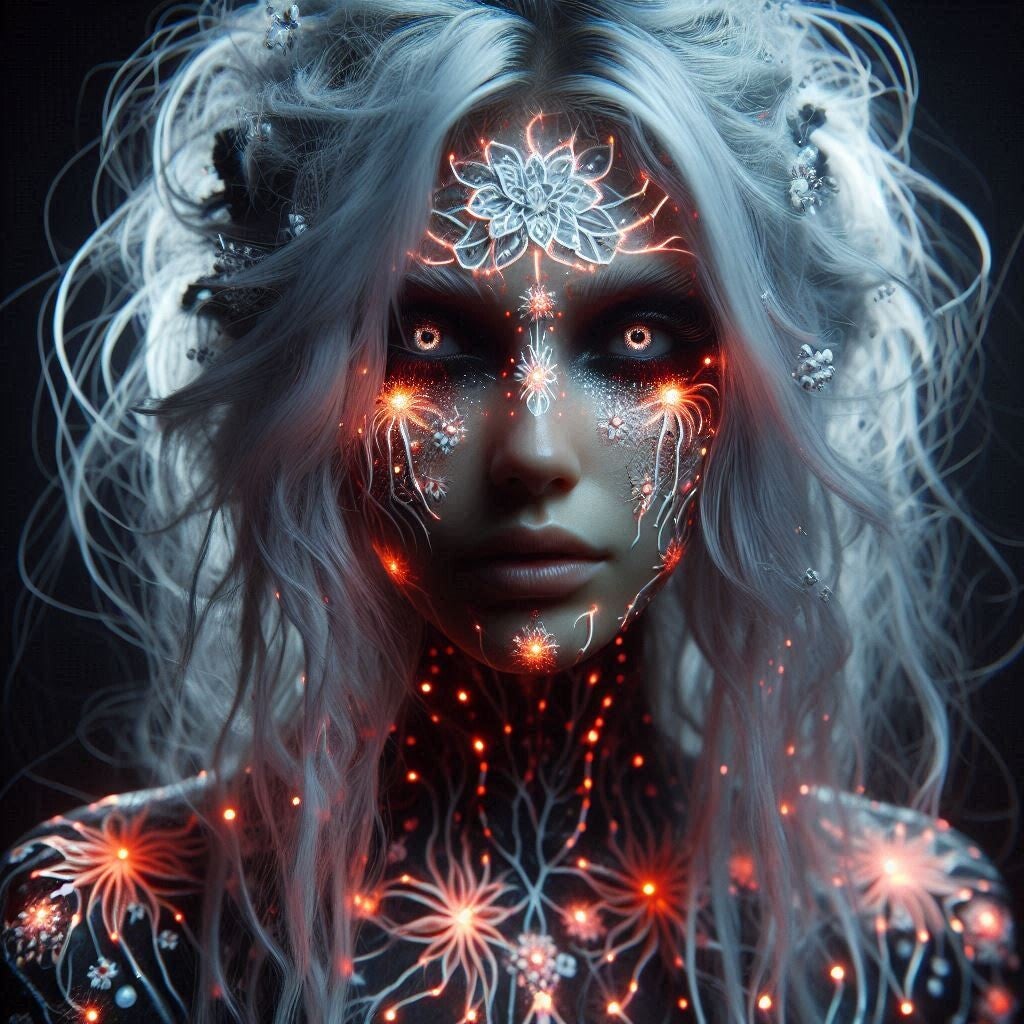 Models with bioluminescent body art 3