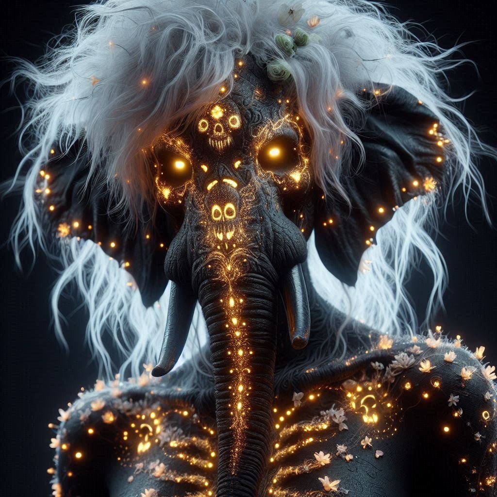 Models with bioluminescent body art-Elephant