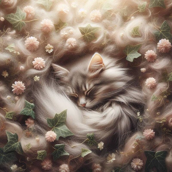 Sleeping Cat in Fur