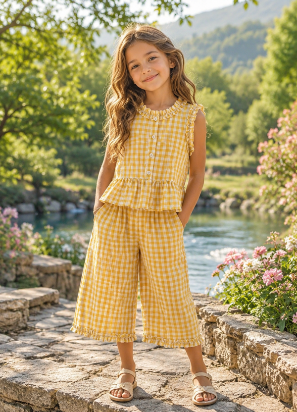 🌼 Ensemble Fille Jaune Vichy