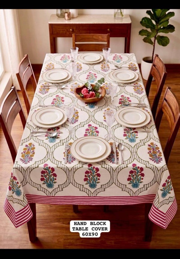 Meher Jaal Hand Block Printed Table Cover