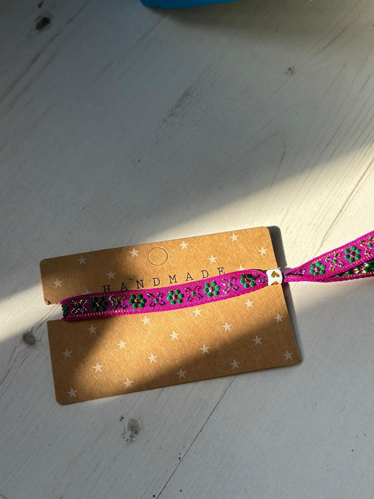 paarse bloemetjes lint armband