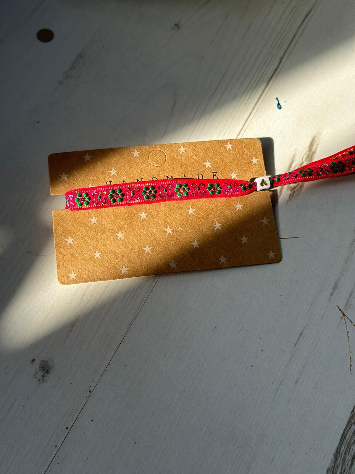 roze bloemen lint armband