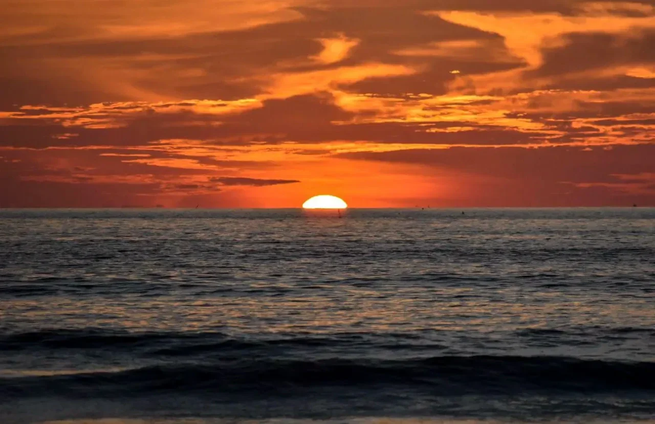 Cancun sunset over the Caribbean