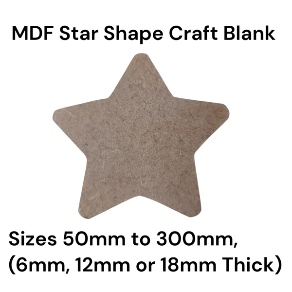 MDF Wooden STAR Craft Blank Shape for Crafting Unfinished Craft Supplies