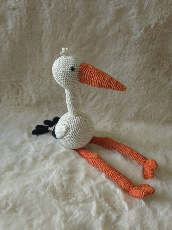 Gehaakte Ooievaar Knuffel - 45 cm