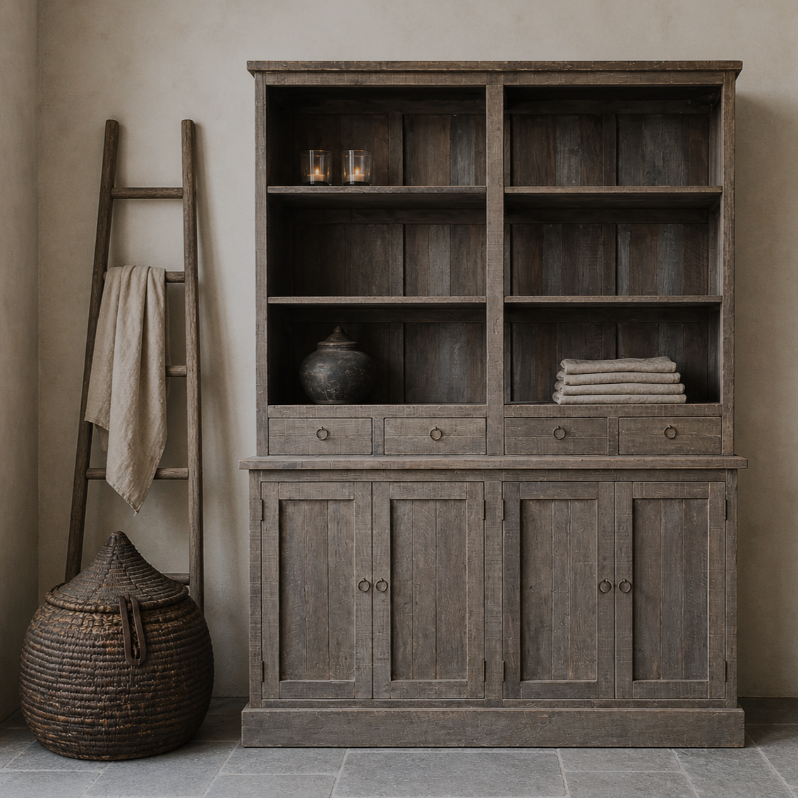 Kast met open vakken in driftwood