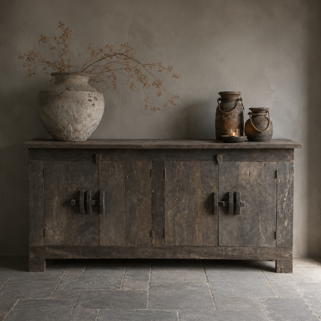 Old Barn dressoir met kruik en potten