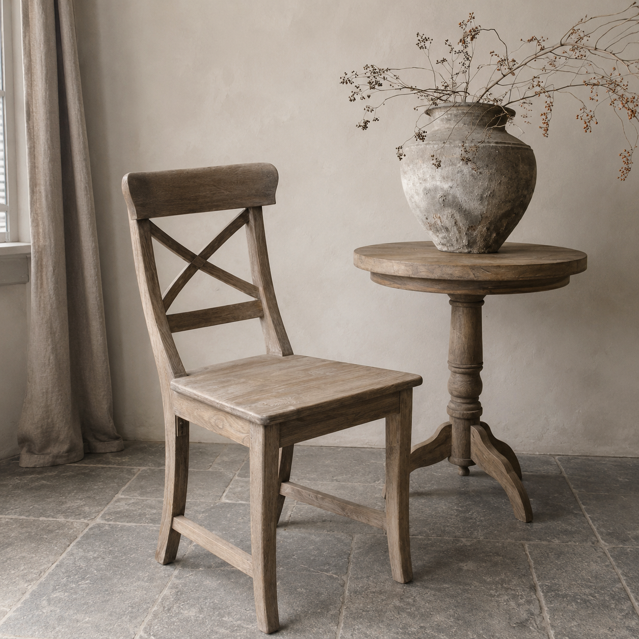 stoel Cross in rustic teak