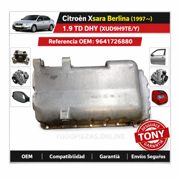 Cárter de aceite aluminio Citroën Xsara 1.9 TD DHY XUD9 – Ref. 9641726880 / 0301H9