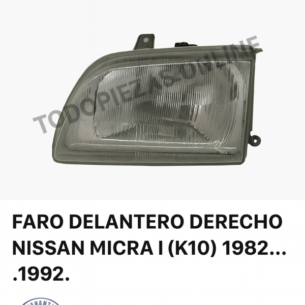 Faro Delantero Derecho Nissan Micra I (K10) 1982–1992, referencia 26010‑22B00,